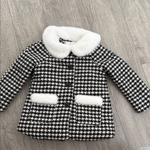 Max Studio Kids Houndstooth Pea Coat in Black and White sz 24M